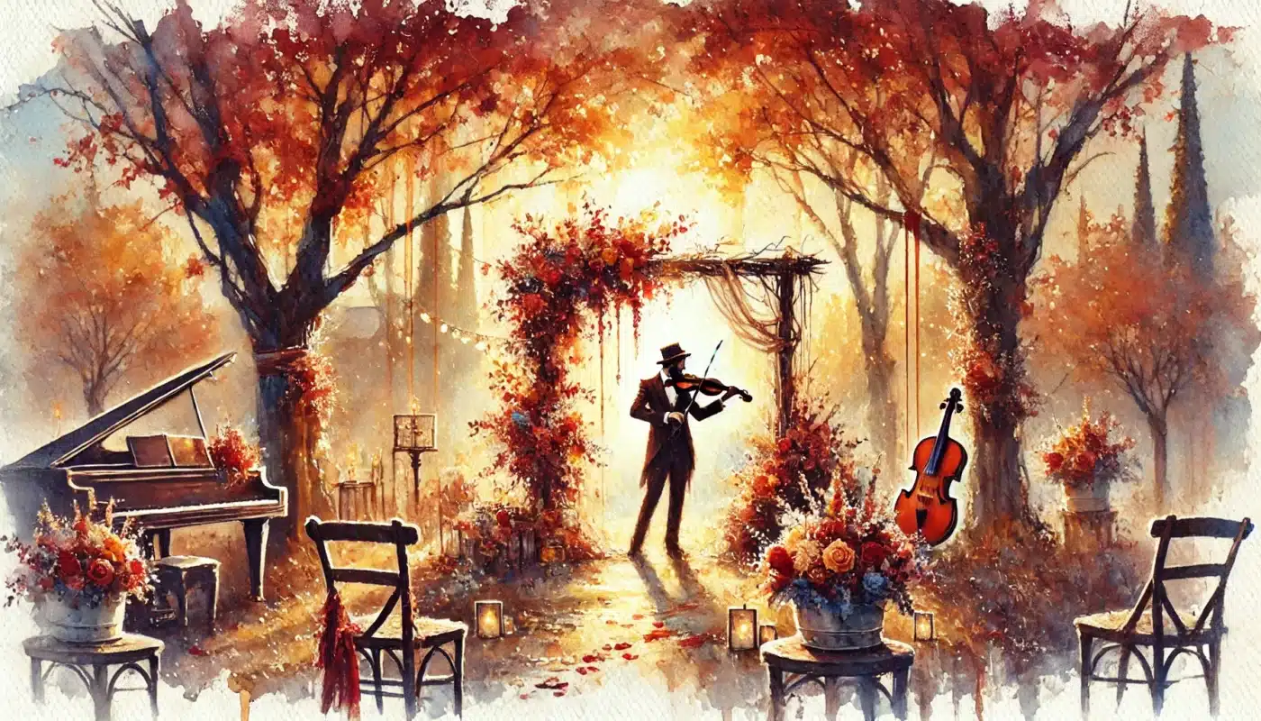 autumn wedding violinist photo