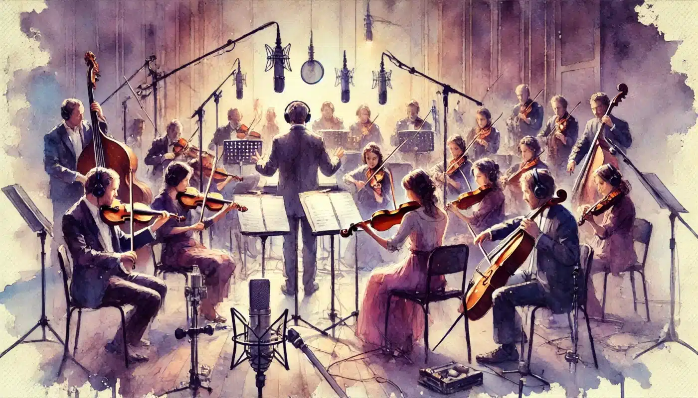 violins and violas in a film and television